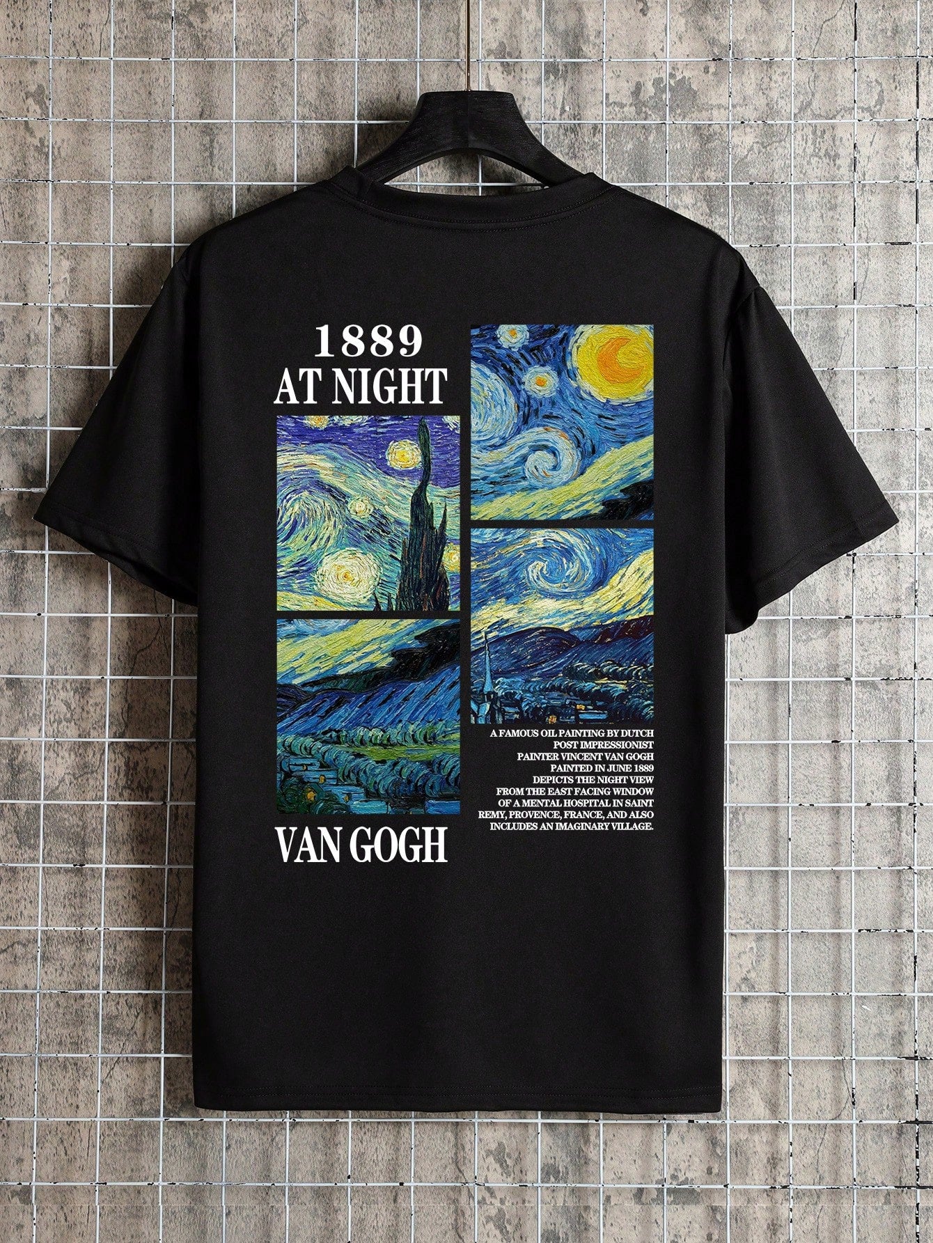 Men'S Summer Casual Short Sleeve round Neck T-Shirt with Slogan & Painting Print