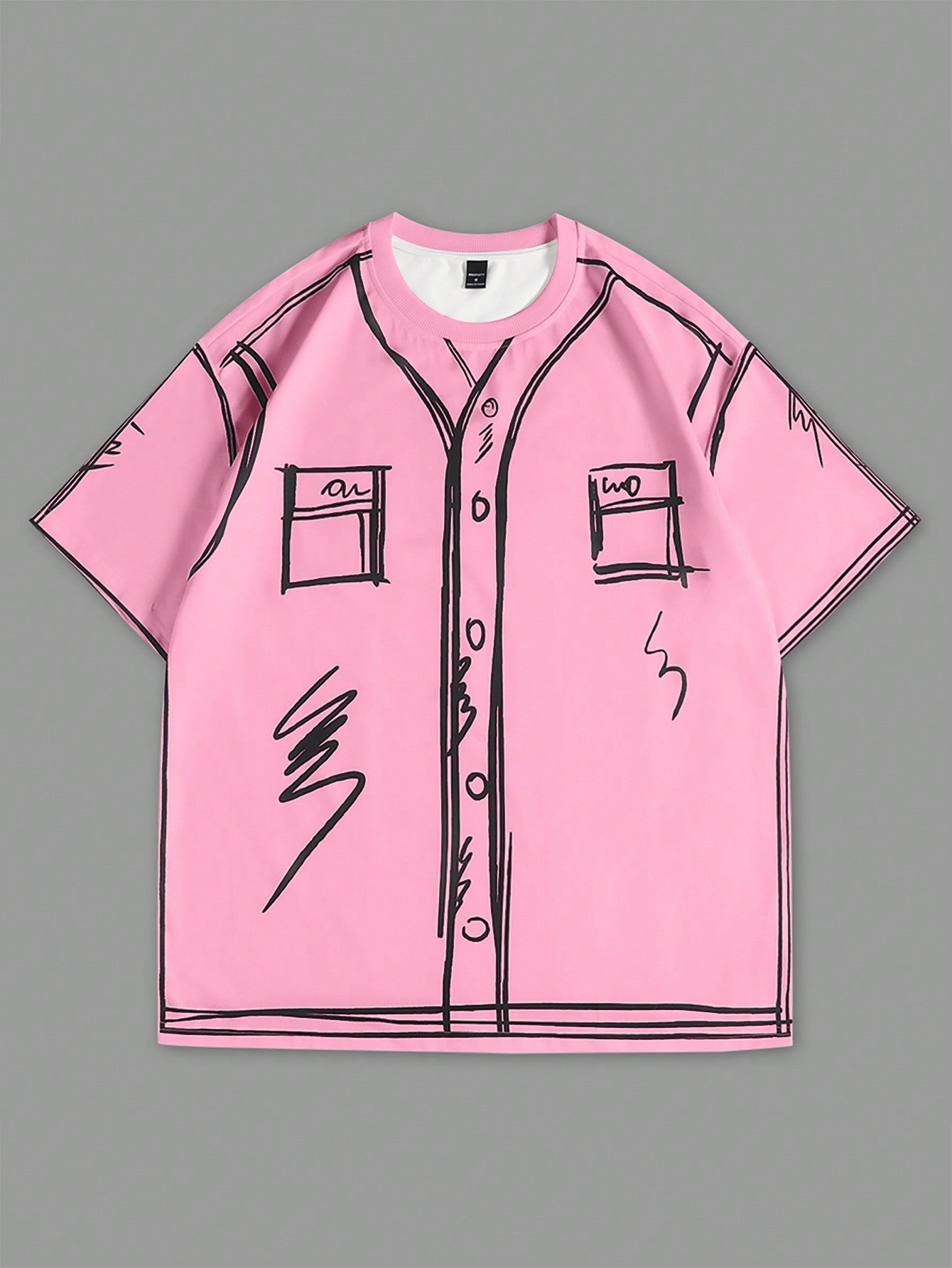 Manfinity EMRG Men'S Contrast Trim Button Front Short Sleeve Simple Casual Top, Everyday Wear