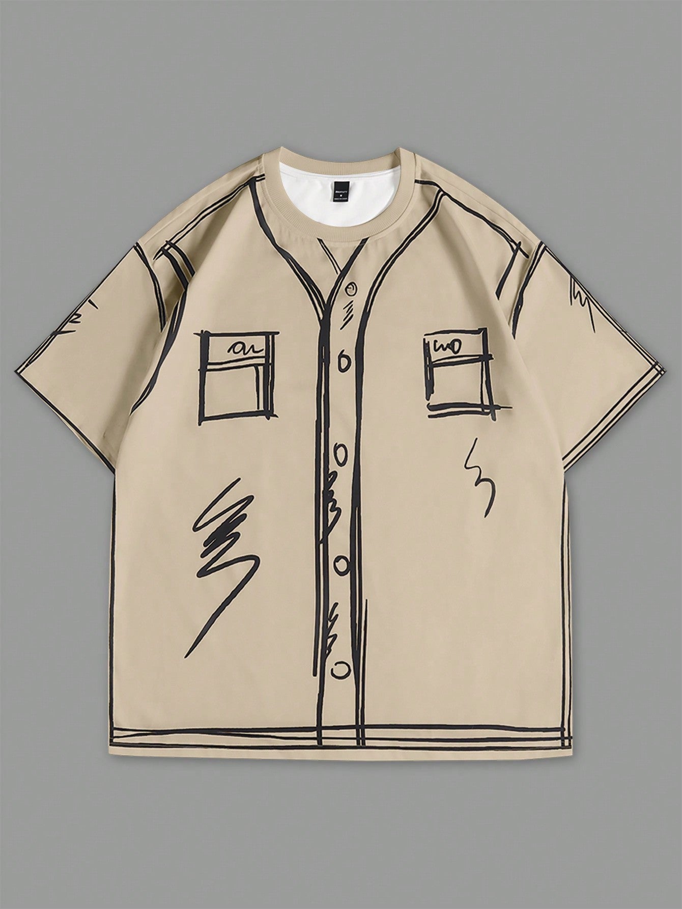 Manfinity EMRG Men'S Contrast Trim Button Front Short Sleeve Simple Casual Top, Everyday Wear