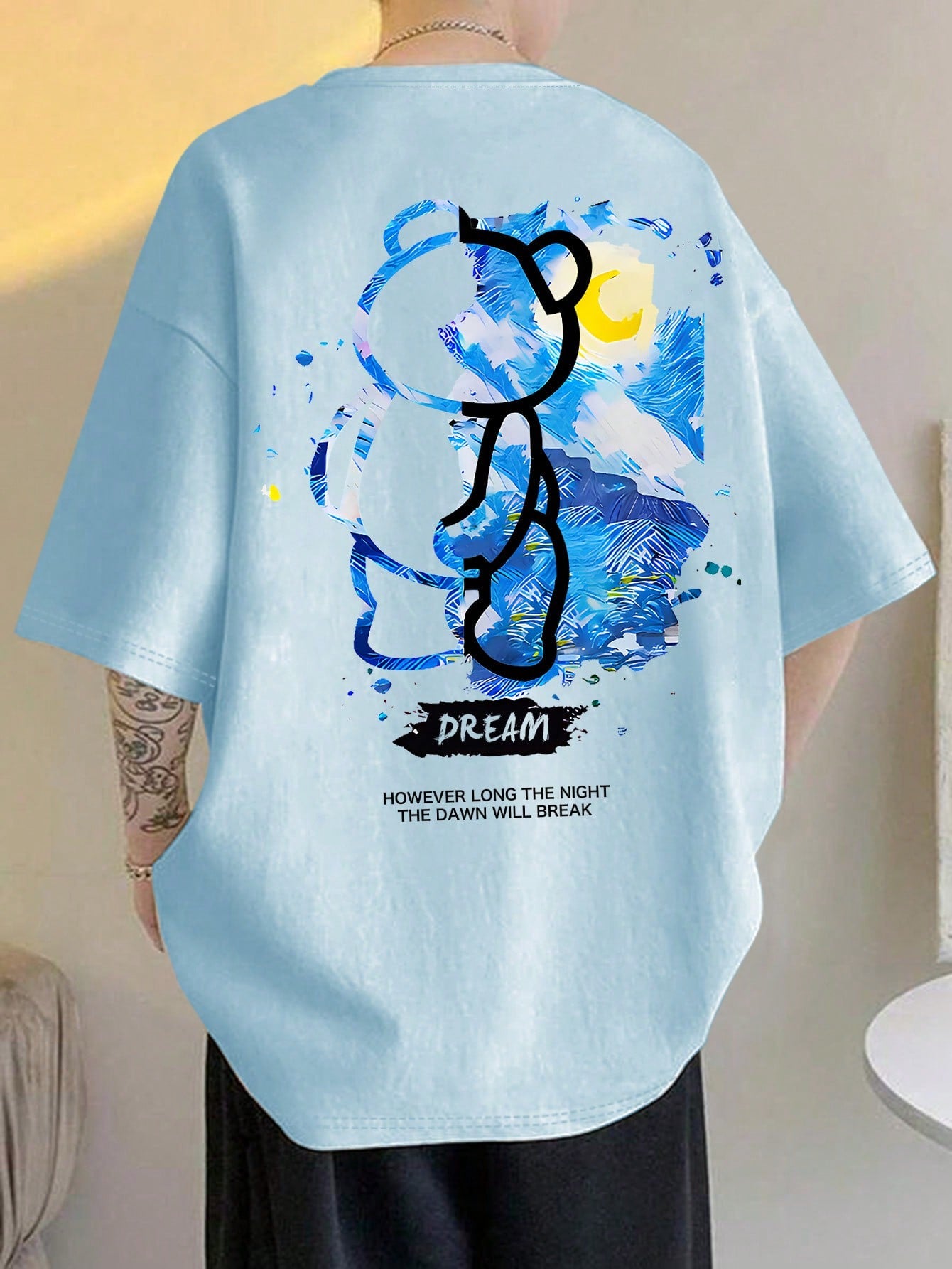 Manfinity EMRG Men T-Shirts Baggy Crew Neck Short Sleeve Graphic Tee Bears Casual Summer Polyester