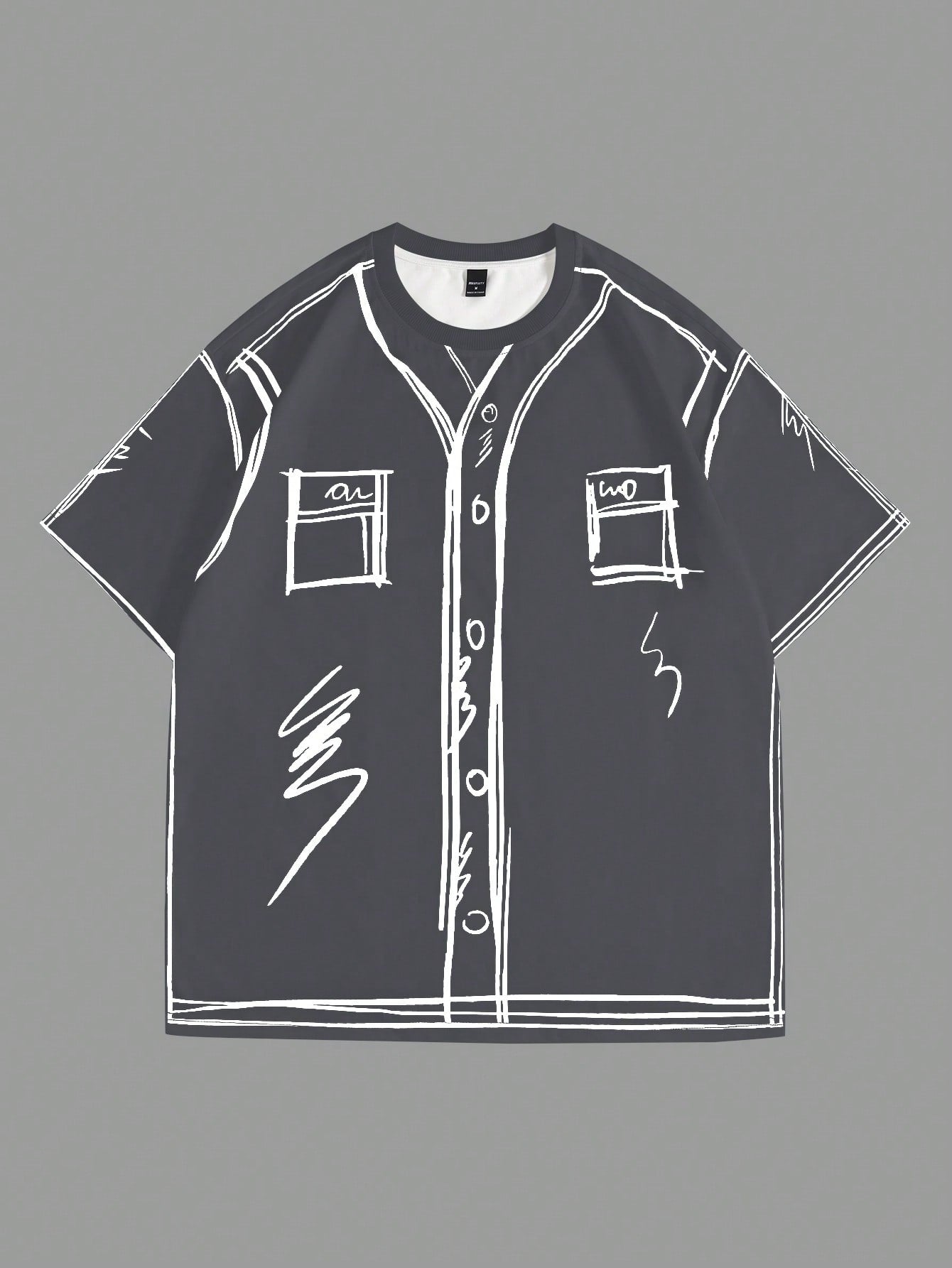 Manfinity EMRG Men'S Contrast Trim Button Front Short Sleeve Simple Casual Top, Everyday Wear