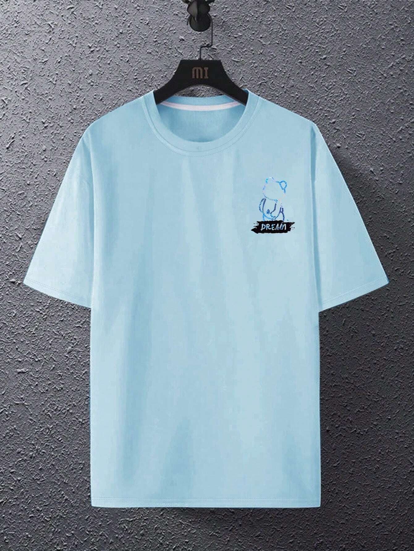 Manfinity EMRG Men T-Shirts Baggy Crew Neck Short Sleeve Graphic Tee Bears Casual Summer Polyester