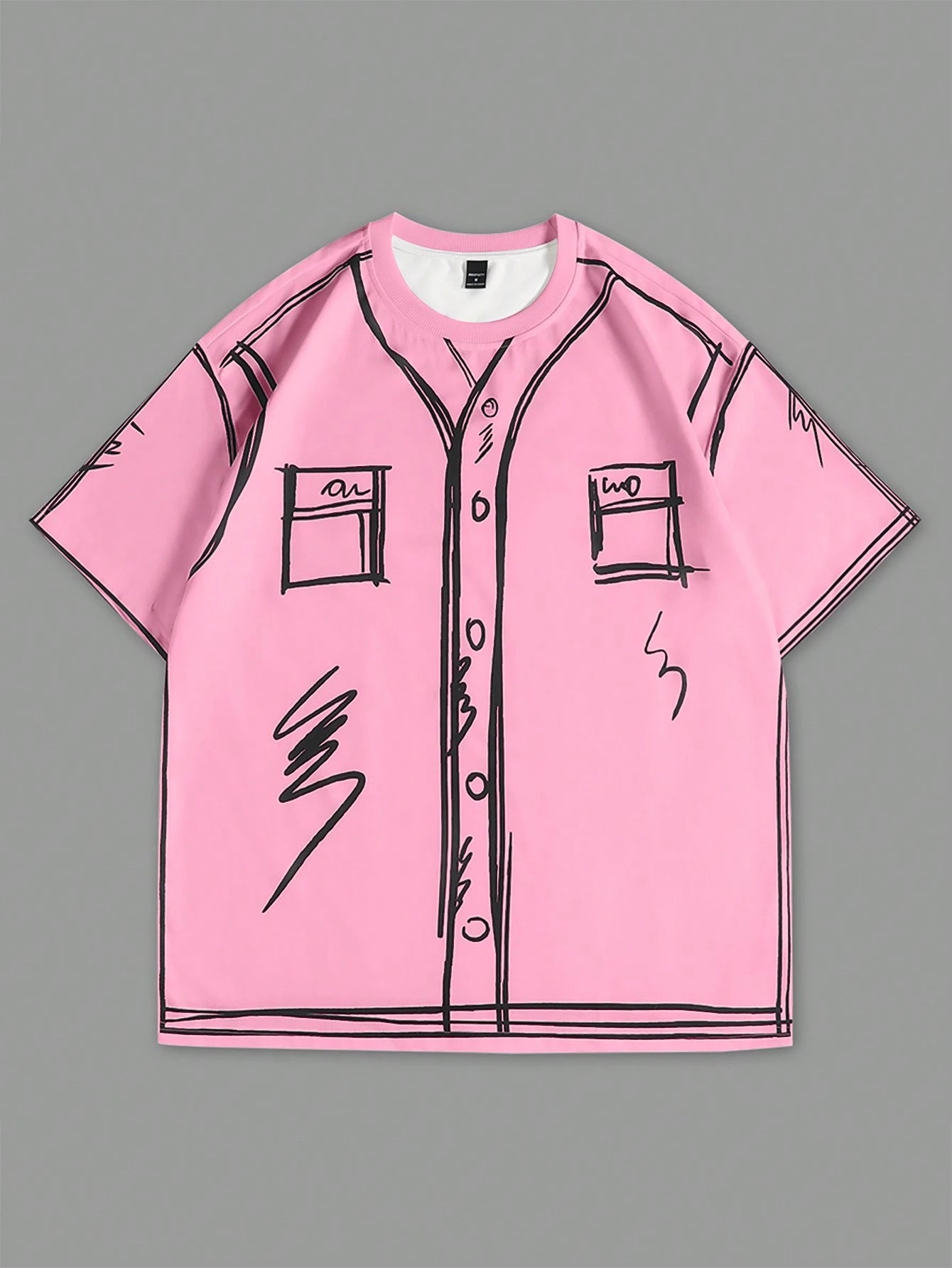 Manfinity EMRG Men'S Contrast Trim Button Front Short Sleeve Simple Casual Top, Everyday Wear