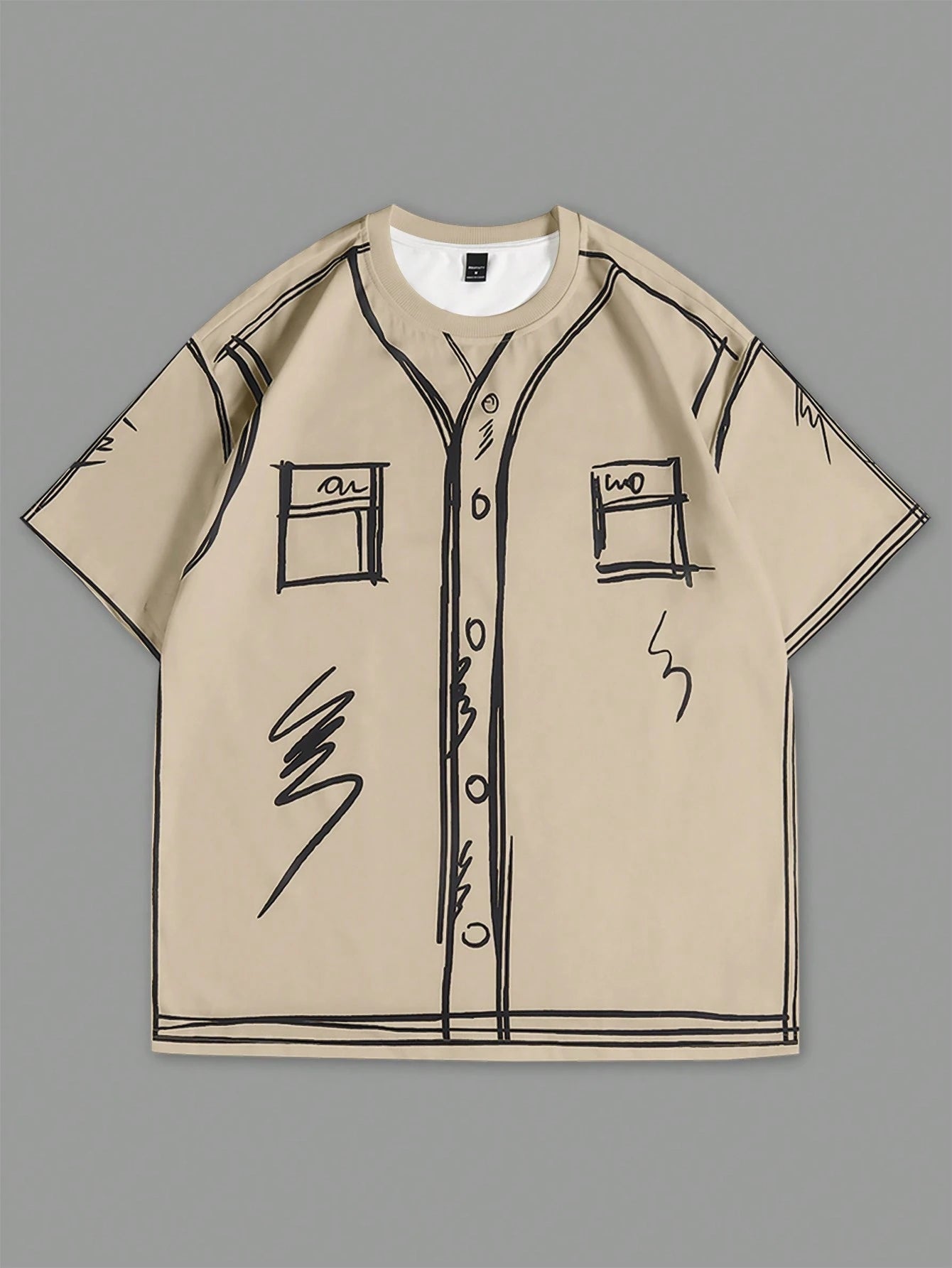 Manfinity EMRG Men'S Contrast Trim Button Front Short Sleeve Simple Casual Top, Everyday Wear